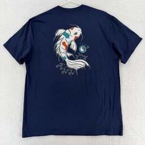 T&C Surf Designs Shirt Mens XL Blue Koi Fish Yin Yang Graphic Hawaii Tee Aloha